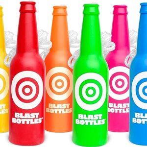 GoSports Outdoors Blast Bottles – 6 Pack Shatterproof Bottle Shooting Targets with Rope